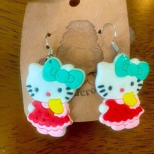 HELLO KITTY - New: handmade earrings. Dangly light and fun.